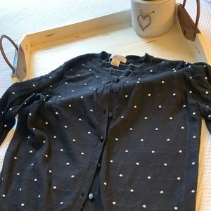 August silk polka dot cardigan